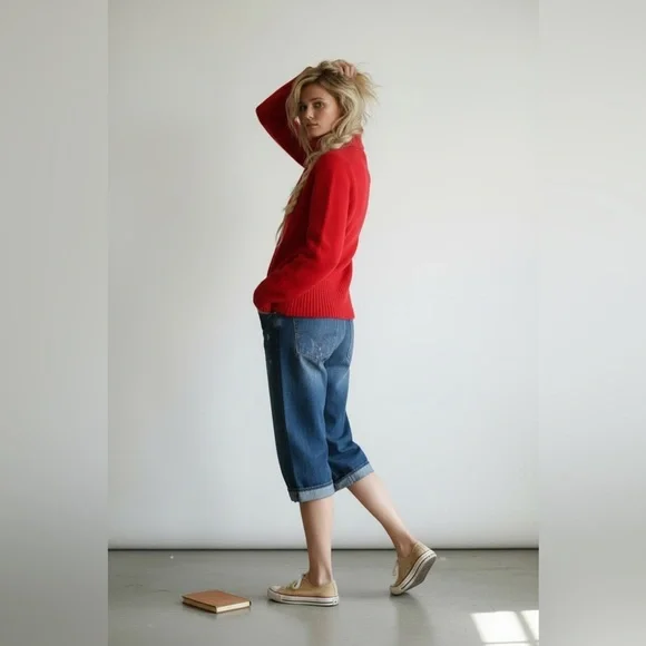 70’s McGregor Vibrant Red Scottish Shetland Wool Turtleneck Sweater - Picture 5 of 8